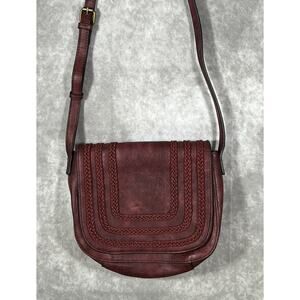 Hayden Barnett Burgundy Crossbody Handbag Faux Leather